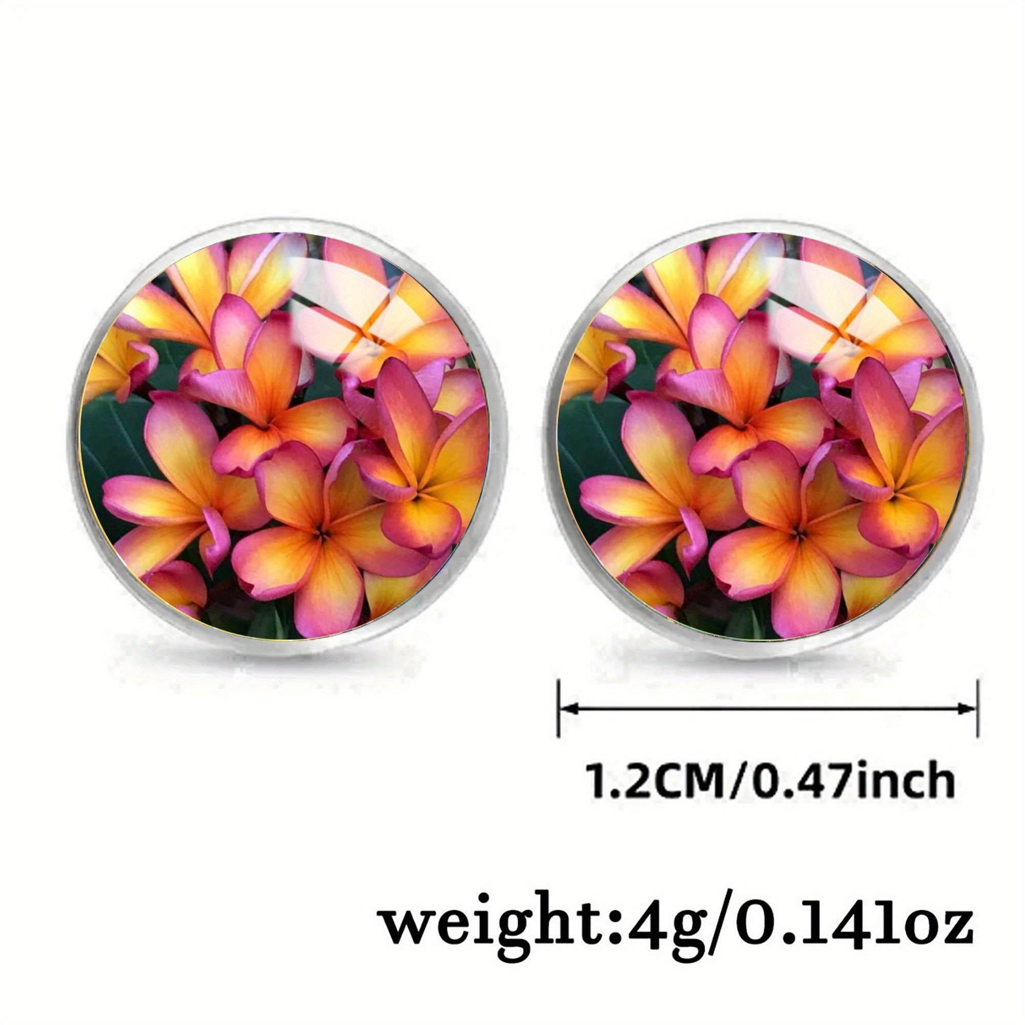 Tropical Plumeria Stainless Steel Ear Studs, Unisex